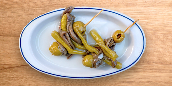 gildas con anchoa del bar La Picaeta